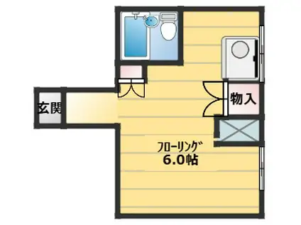 アイアイレジデンス土呂(ワンルーム/2階)の間取り写真