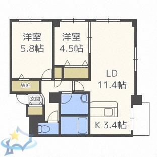 リベルタ発寒(2LDK/3階)の間取り写真