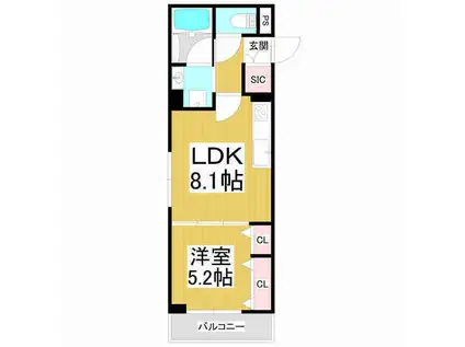 ベレオ高宮(1LDK/3階)の間取り写真