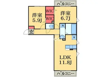 エスペランサ A(2LDK/3階)の間取り写真