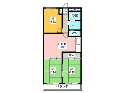プレーンフィールド岐南(3LDK/4階)の間取り写真