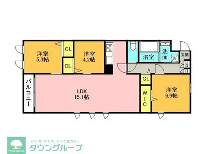 THE BELUGA 世田谷 RESIDENCE(3LDK/2階)の間取り写真