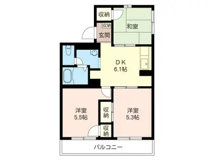 ウッドスクエア二俣川(3DK/3階)の間取り写真