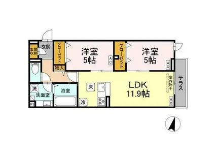 セレスティア江戸川II(2LDK/1階)の間取り写真