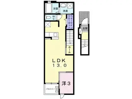 ルーベル宇多津IIA(1LDK/2階)の間取り写真