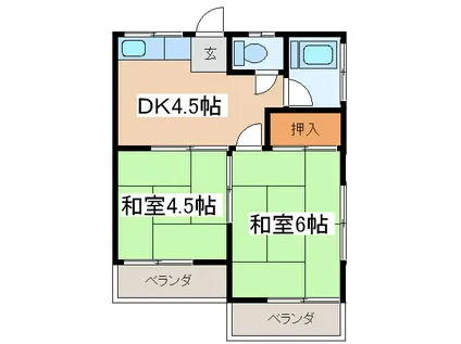 エクレール相南(2DK/2階)の間取り写真