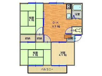 芳栄ハイツII(3DK/1階)の間取り写真