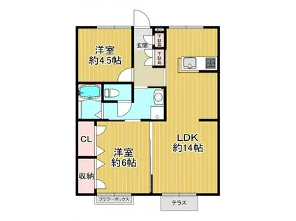 エリオ鹿の子台(2LDK/1階)の間取り写真