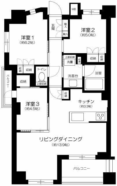 BRILLIA中野(3LDK/4階)の間取り写真