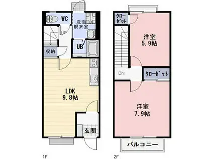 グランドソレーユ(2LDK/1階)の間取り写真