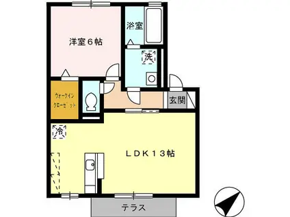 ジャルダン ポス(1LDK/1階)の間取り写真