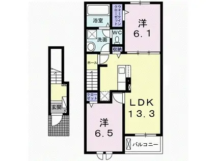 ラッフィナートカーサ(2LDK/2階)の間取り写真