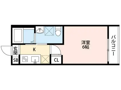 シャルム赤塚(1K/2階)の間取り写真