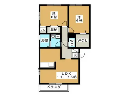 ハーモニアス瑞江 II(2LDK/2階)の間取り写真