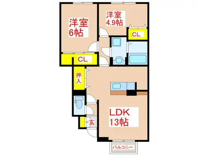 ベルメール(2LDK/1階)の間取り写真