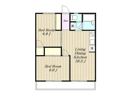 ガーデンウエストII(2LDK/1階)の間取り写真