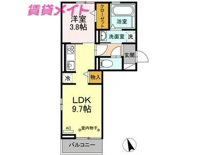 D-ROOM TOKIWA B(1LDK/2階)の間取り写真