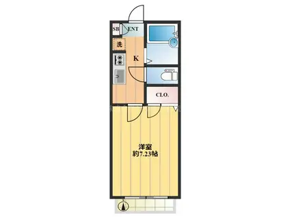 サンエース(1K/1階)の間取り写真