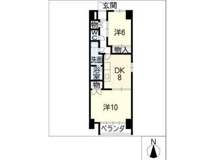 幸村参番館(2DK/2階)の間取り写真