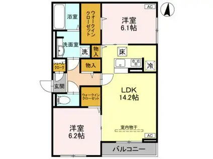 RUBER COURT(2LDK/1階)の間取り写真