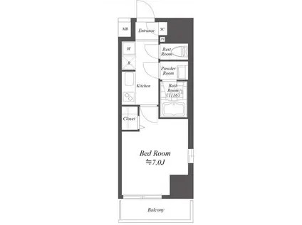 ラヴァンド大島(1K/13階)の間取り写真