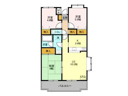 ビューパークヤマモ(3LDK/1階)の間取り写真
