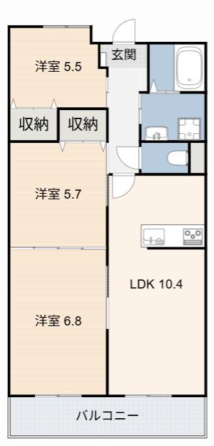 リバーサイド東洋(3LDK/2階)の間取り写真