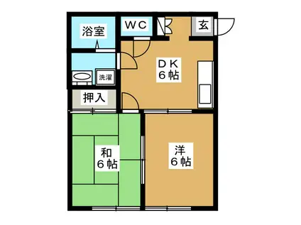 コート山王森(2DK/1階)の間取り写真