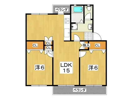 香里三井F82号棟(2LDK/3階)の間取り写真