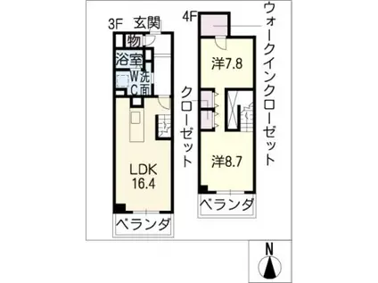 LIFE OF CALM(2LDK/4階)の間取り写真