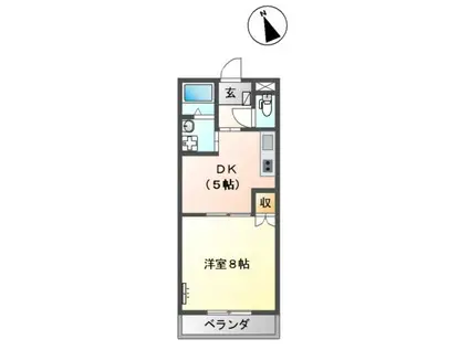 カトルズ ピエス(1DK/2階)の間取り写真