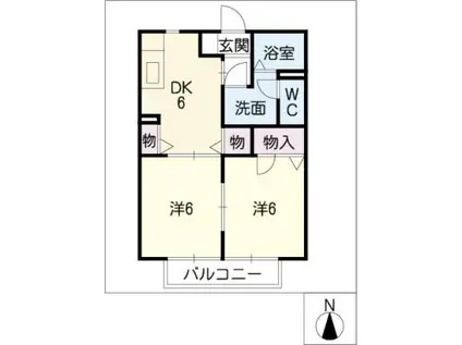 シャーメゾン水上B(2DK/1階)の間取り写真