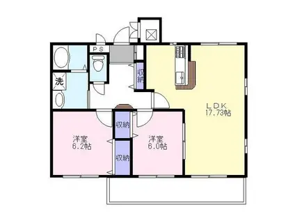 クレール弐番館(2LDK/1階)の間取り写真