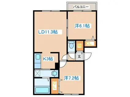 GRANDCHARIOT(2LDK/2階)の間取り写真