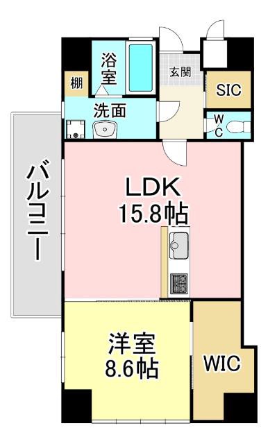 SQUARE152(1LDK/3階)の間取り写真