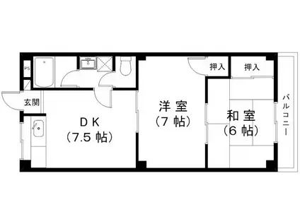 サンミッシェル(2DK/3階)の間取り写真