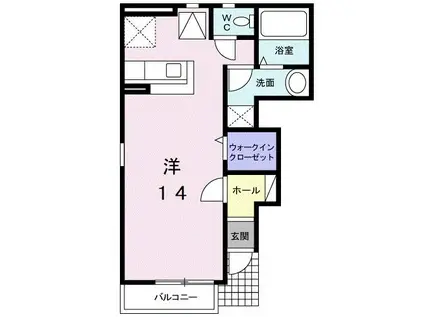 ブリアン(ワンルーム/1階)の間取り写真