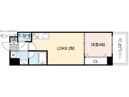 アーバネックス京橋(1LDK/4階)の間取り写真