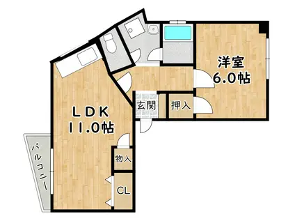 松本マンション(1LDK/3階)の間取り写真