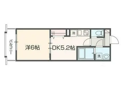 MELDIA拝島II(1DK/1階)の間取り写真