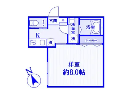 ピュアライフ西大宮(1K/1階)の間取り写真