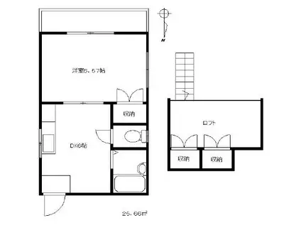 サンポート狛江(1DK/2階)の間取り写真