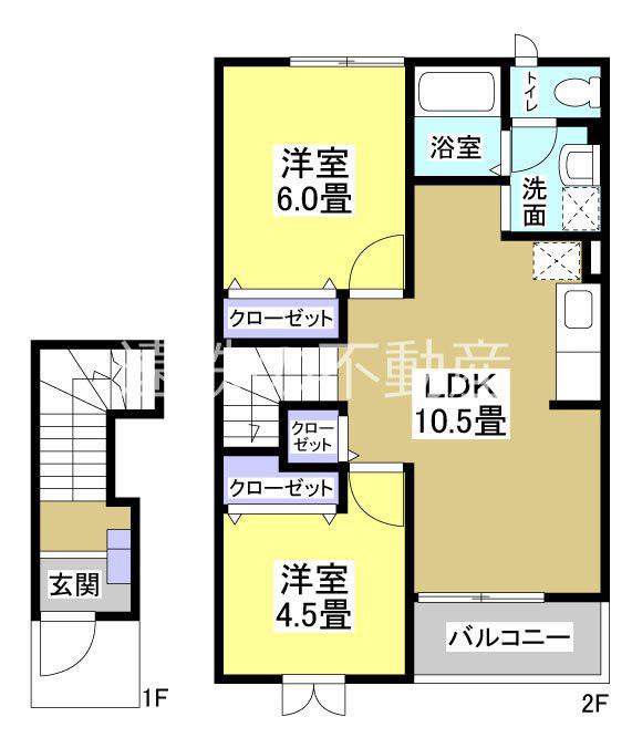 クレストールベルツリーII(2LDK/2階)の間取り写真