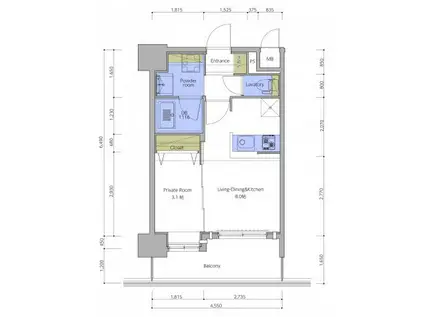 ネストピア東比恵駅前III(1LDK/4階)の間取り写真