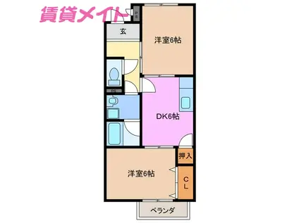 SURPLUSTWOピラカンサ(2DK/2階)の間取り写真