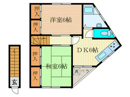 小川ハイツ(2DK/2階)の間取り写真