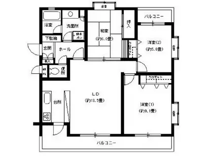 フェニックスコート二子玉川(3LDK/2階)の間取り写真