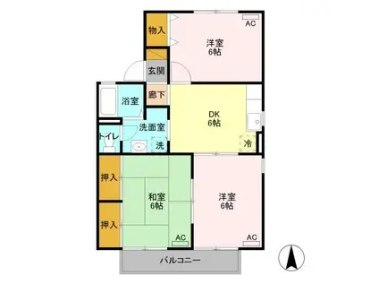 COSMOS(3DK/1階)の間取り写真