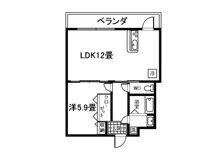 グランデージ祇園之洲(1LDK/6階)の間取り写真