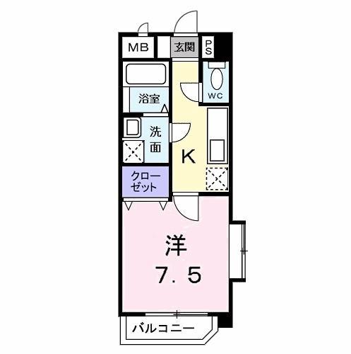 アヴァンティ(1K/1階)の間取り写真